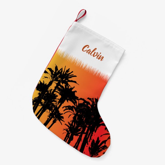 Christmas in Palm Beach Miami Sunset Small Christmas Stocking (Front (Hanging))