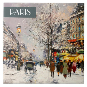 Christmas in Paris. Christmas Gift Ceramic Tiles
