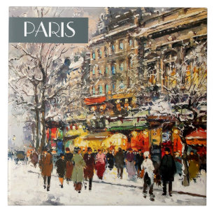 Christmas in Paris. Christmas Gift Ceramic Tiles