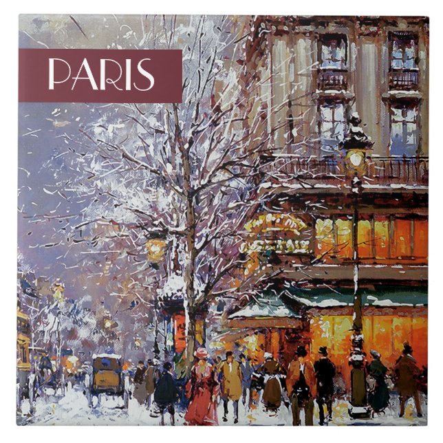 Christmas in Paris. Christmas Gift Ceramic Tiles (Front)
