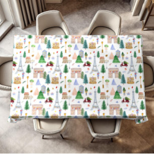 Christmas in Paris City of Lights Holiday Tablecloth