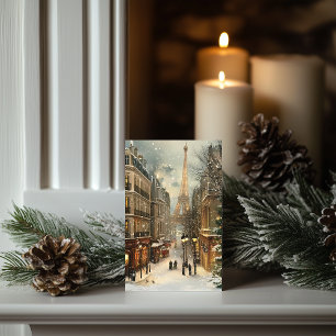 Christmas in Paris: Cozy Eiffel Tower Street Holiday Card