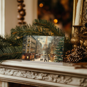 Christmas in Paris: Cozy Eiffel Tower Street Holiday Postcard