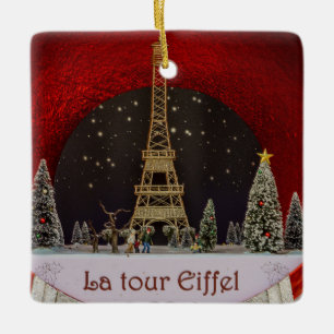 Christmas in Paris, Eiffel Tower Ceramic Ornament
