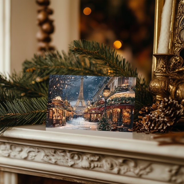 Christmas in Paris: Eiffel Tower Market At Night Holiday Postcard (Creator Uploaded)