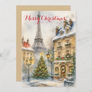 Christmas in Paris Eiffel Tower Winter Personalize Invitation