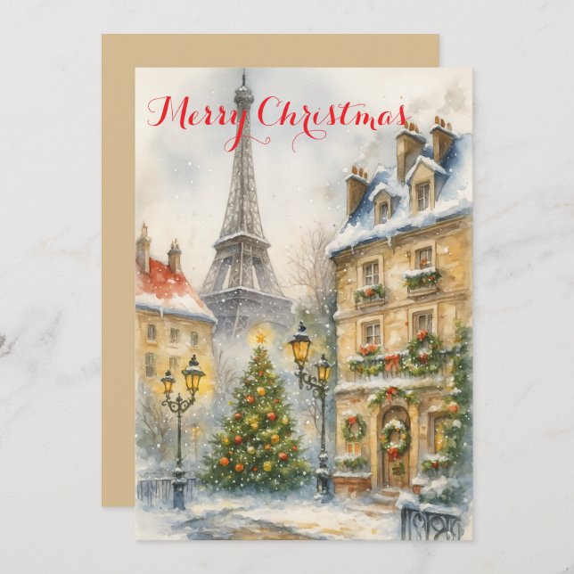 Christmas in Paris Eiffel Tower Winter Personalize Invitation (Front/Back)