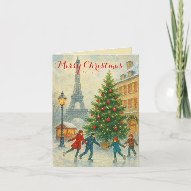 Christmas in Paris Eiffel Tower Winter Personalize Invitation (Front)