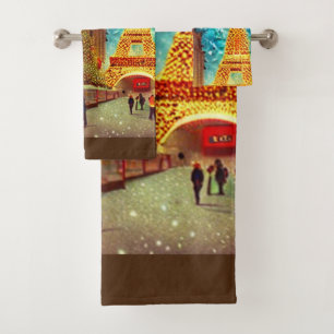 Christmas in Paris elfle tower Bath Towel Set