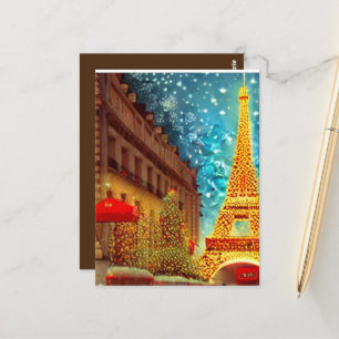 Christmas in Paris, elfle tower Postcard