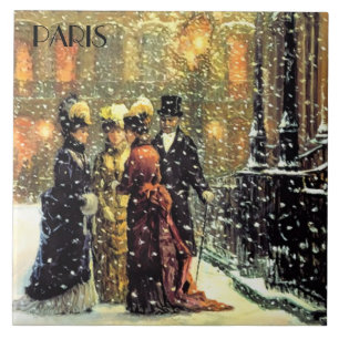 Christmas in Paris. Holiday Gift Ceramic Tiles