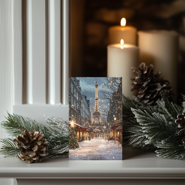 Christmas in Paris: Illuminated Eiffel Tower Holiday Card (Creator Uploaded)