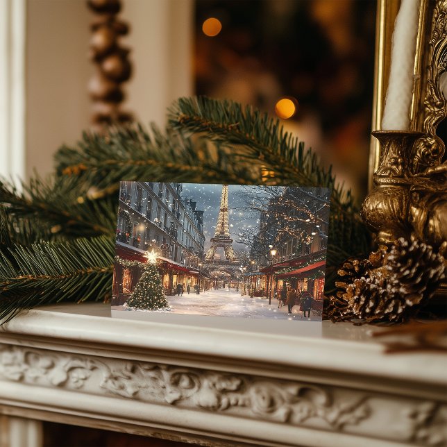 Christmas in Paris: Illuminated Eiffel Tower Holiday Postcard (Creator Uploaded)