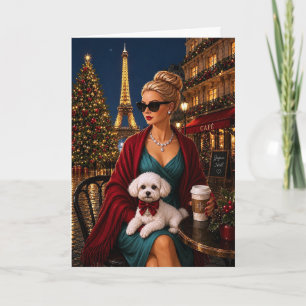 Christmas in Paris,Poodle Holiday Card