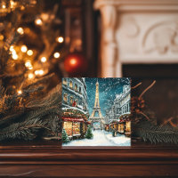 Christmas in Paris: Snowy Eiffel Tower Night