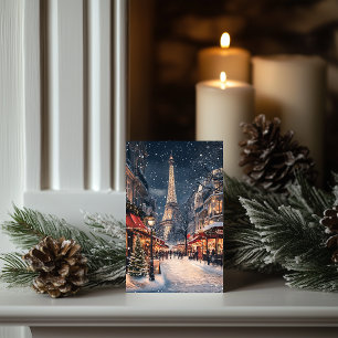 Christmas in Paris: Sparkling Eiffel Tower Avenue Holiday Card
