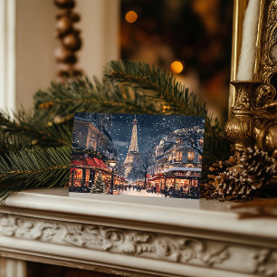 Christmas in Paris: Sparkling Eiffel Tower Avenue Holiday Postcard