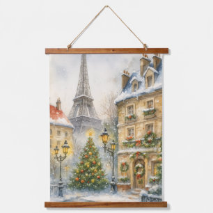 Christmas in Paris Wall Tapestry – Watercolor