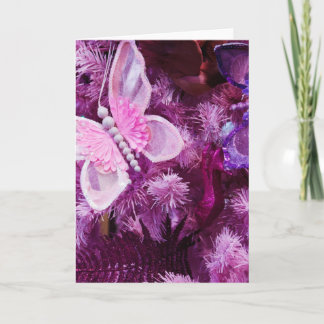 Christmas In Pink And Purple Holiday Card
