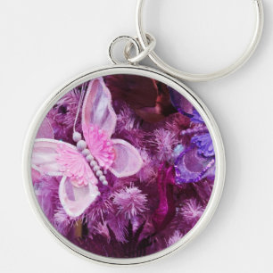 Christmas In Pink And Purple Key Ring