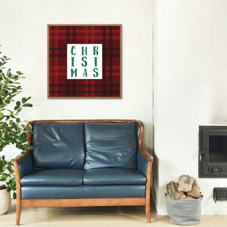 Christmas in Plaid Holiday Wall Art Square 