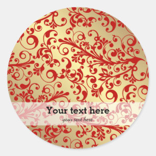 Christmas in red & gold classic round sticker