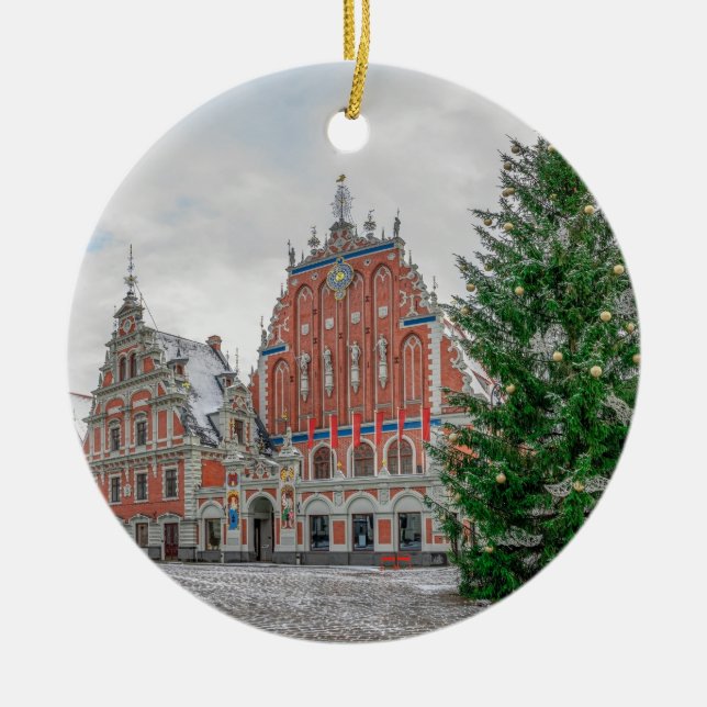Christmas in Riga Latvia Ceramic Ornament (Front)