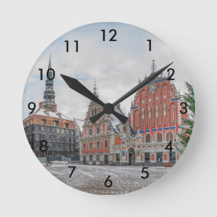 Christmas in Riga Latvia Round Clock