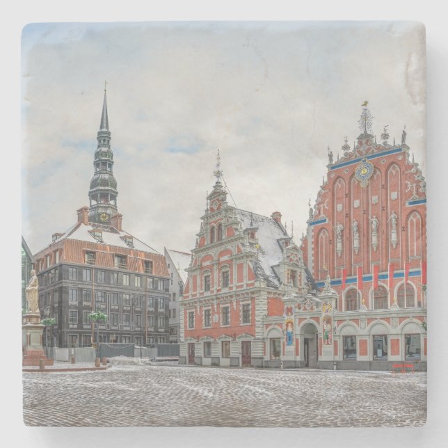 Christmas in Riga Latvia Stone Coaster (Front)
