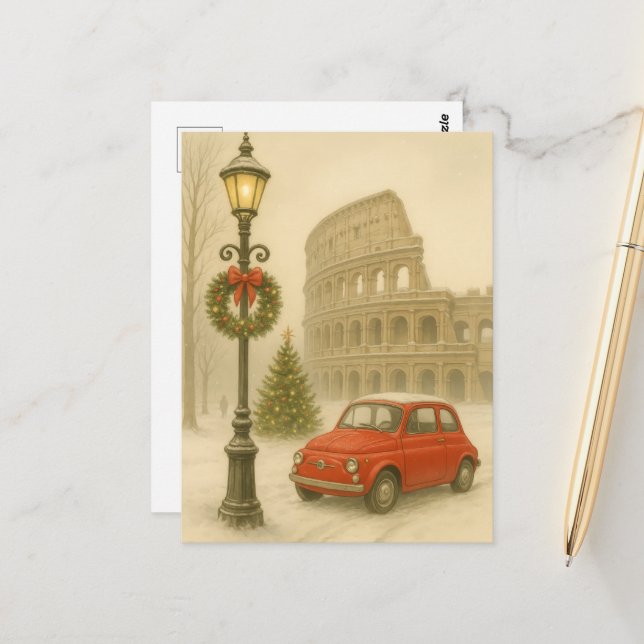 Christmas in Rome Italy – Holiday Art Gift  Postcard (Front/Back In Situ)