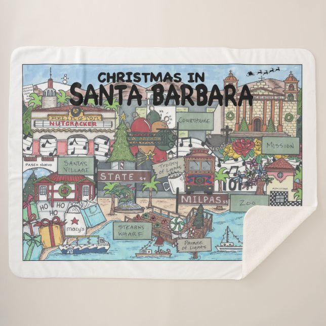 Christmas in Santa Barbara  Sherpa Blanket (Front (Horizontal))