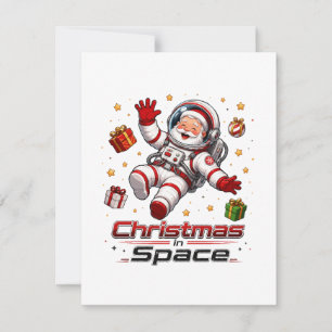 Christmas in Space Santa Astronaut Cute Holiday Card