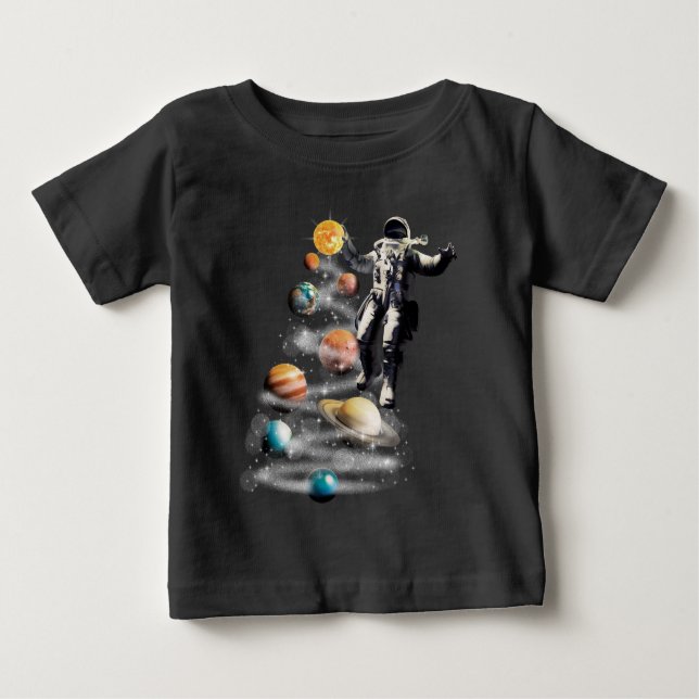 Christmas in Space Solar System Astronaut Invitati Baby T-Shirt (Front)