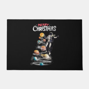Christmas in Space Solar System Astronaut Invitati Doormat