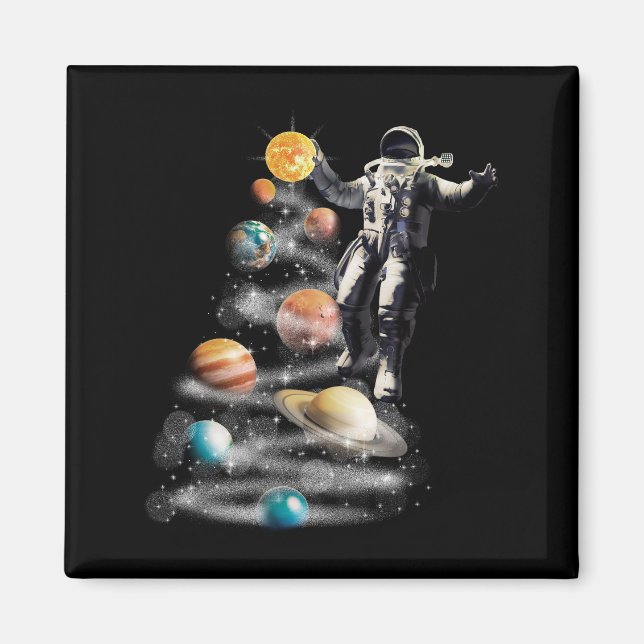 Christmas in Space Solar System Astronaut Invitati Magnet (Front)