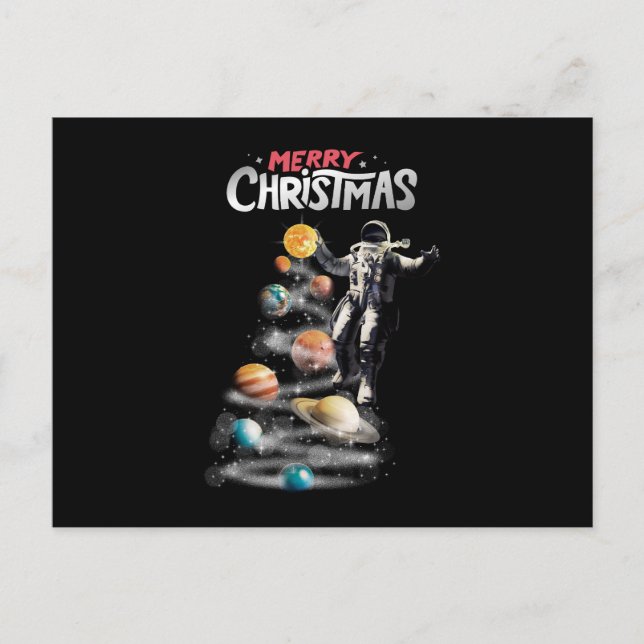 Christmas in Space Solar System Astronaut Invitati Postcard (Front)