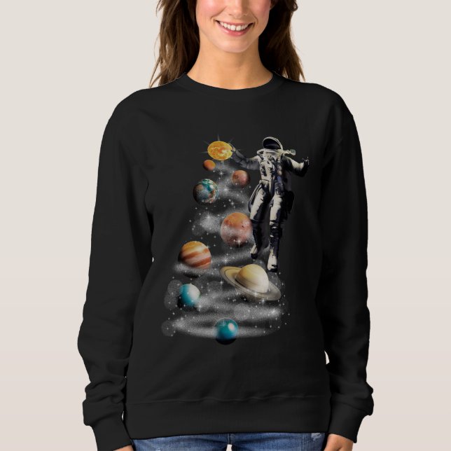 Christmas in Space Solar System Astronaut Invitati Sweatshirt (Front)