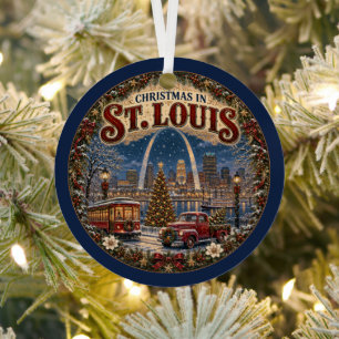 Christmas in St. Louis Vintage Travel Keepsake Metal Tree Decoration