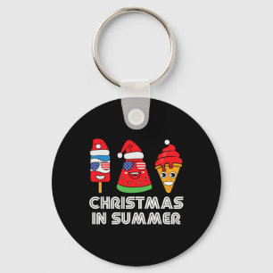 Christmas in Summer Santa Claus Party Beach Summer Key Ring
