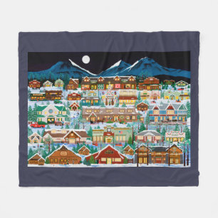 Christmas in the Cascade Village Fleece Blanket