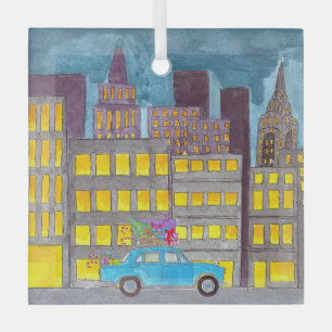 Christmas in the City Customisable Glass Tree Decoration