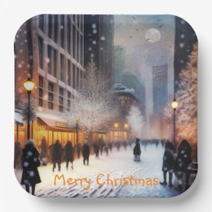 Christmas in the City Paper Plate