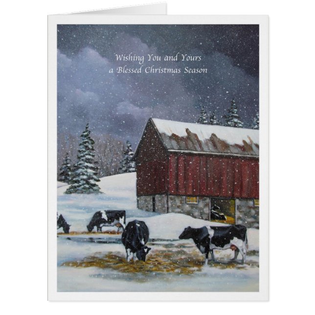 Christmas in the Country, Holstein Cows Painting (Front)
