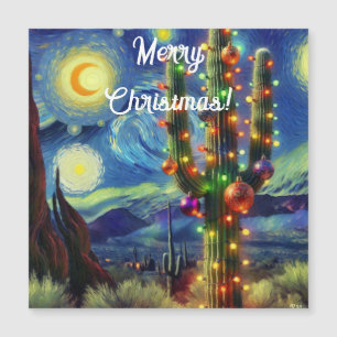 Christmas in the Desert Saguaro Cactus Magnet