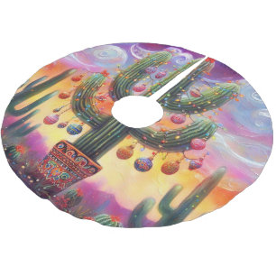 Christmas in the Desert Southwest Saguaro Cactus Brushed Polyester Tree Skirt