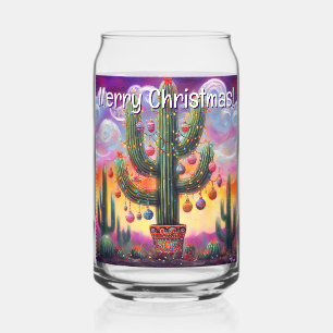 Christmas in the Desert Southwest Saguaro Cactus Can Glass