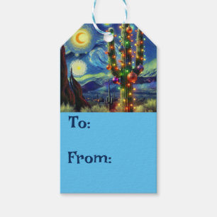 Christmas in the Desert Southwest Saguaro Cactus Gift Tags