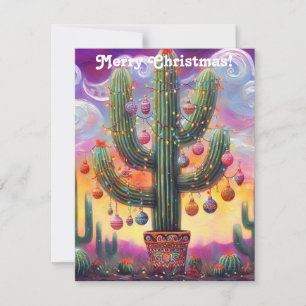 Christmas in the Desert Southwest Saguaro Cactus Holiday Card
