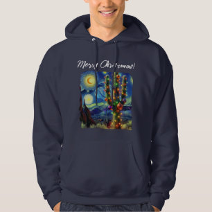Christmas in the Desert Southwest Saguaro Cactus Hoodie