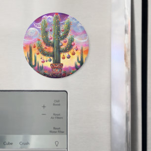 Christmas in the Desert Southwest Saguaro Cactus Magnet